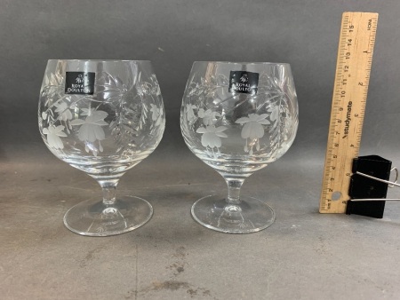 Pair of Royal Doulton Crystal Brandy Balloons