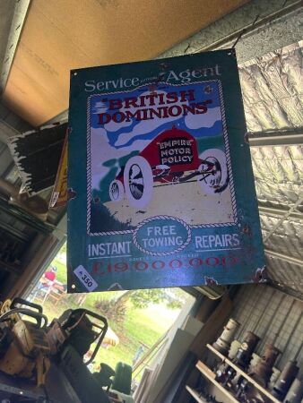BRITISH DOMINIONS enamelled steel sign - old reproduction