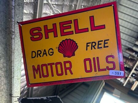 SHELL DRAG FREE enamelled steel sign - old reproduction