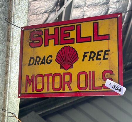 SHELL DRAG FREE enamelled steel sign - old reproduction