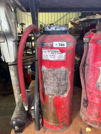 SIMPLEX soda acid fire extinguisher - brass plaque (CHOICE 386 - 389)