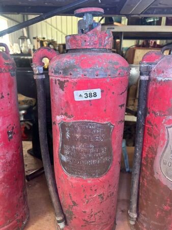 SIMPLEX soda acid fire extinguisher - brass plaque (CHOICE 386 - 389)