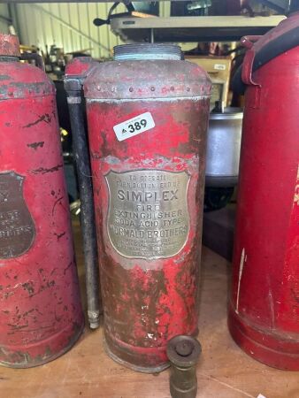 SIMPLEX soda acid fire extinguisher - brass plaque (CHOICE 386 - 389)