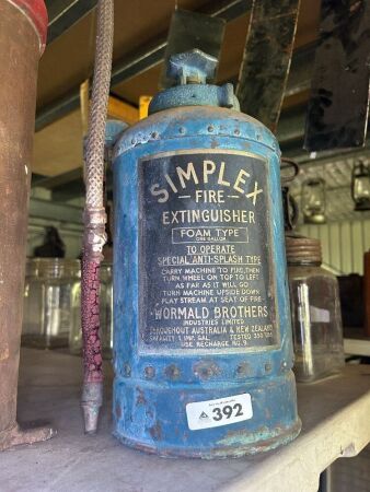 SIMPLEX foam type 1-GAL fire extinguisher - brass plaque