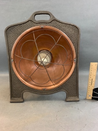 Vintage Cast Iron & Copper Electric Heater c1930's