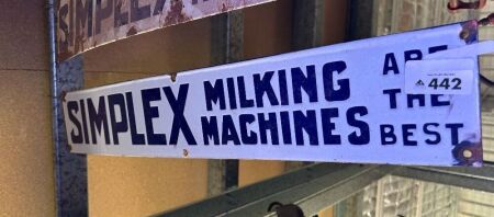 SIMPLEX MILKING MACHINES enamelled steel sign