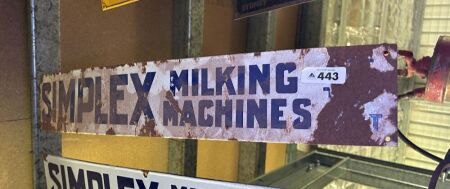 SIMPLEX MILKING MACHINES enamelled steel sign