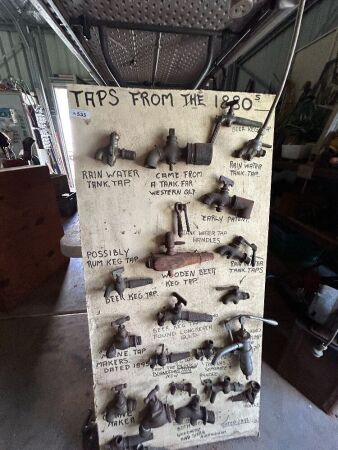 Display of taps from the 1880s - majority brass
