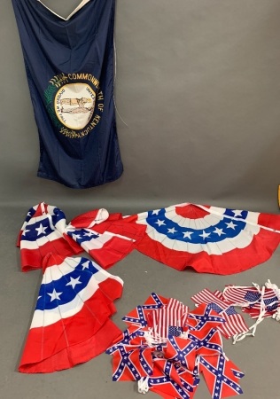 Collection of USA Bunting, Parade Banners + Kentucky Flag
