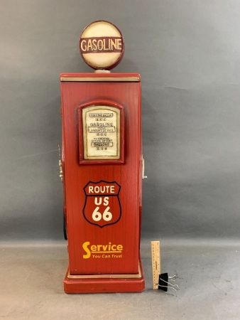 Mini Route 66 Gasoline Pump Storage Shelf Cabinet