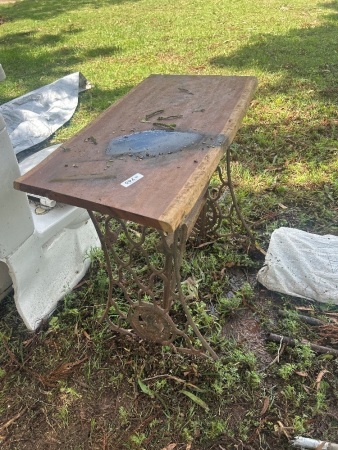 Table on singer sewing machine legs