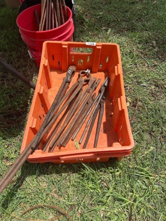 Assorted blacksmithing tongs