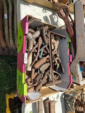 Assortment of tools inc collectable spanners, nozzle, etc