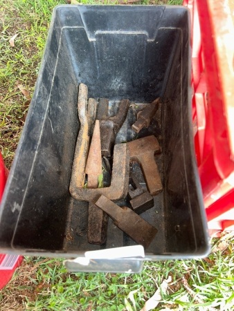 Assortment of blacksmithing hardy tools
