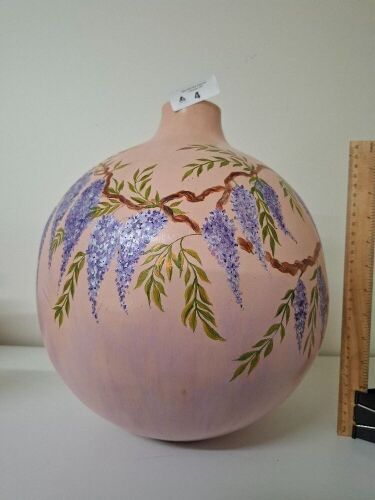 Mid Century Hand Painted Vase - app 400mm Marked SM