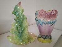 2 x Lustre Ware Ceramic Vases ( Large Vase has Cracks ) - 3