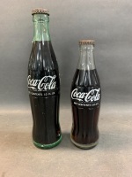 2 Vintage Unopened Glass Coca Cola Bottles - 1 x 185ml 1 x 10 FL. OZ.