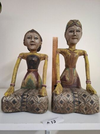 Pair Mid Century wooden Figurines