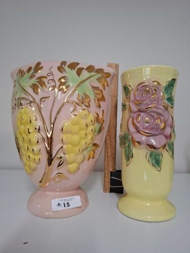 Pair Mid Century Lustre Ware Vases