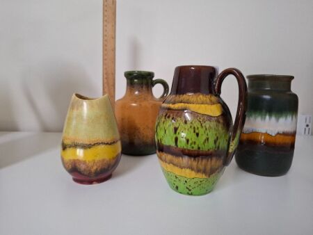 4 x West German Vintage Pottery Jugs & Vases