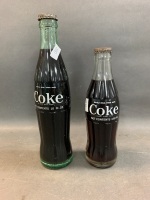 2 Vintage Unopened Glass Coca Cola Bottles - 1 x 185ml 1 x 10 FL. OZ. - 3