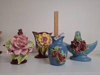 4 x Art Nouveau Inspired Multi Coloured Floral Ceramics