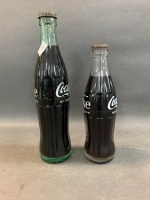 2 Vintage Unopened Glass Coca Cola Bottles - 1 x 185ml 1 x 10 FL. OZ. - 4