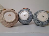 3 Sand Glazed Floral Decorative Vases - 2