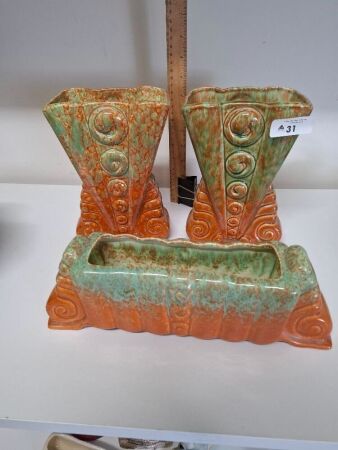 3 Diana Australia Mid Century Vases - marked 7-23 V14-8