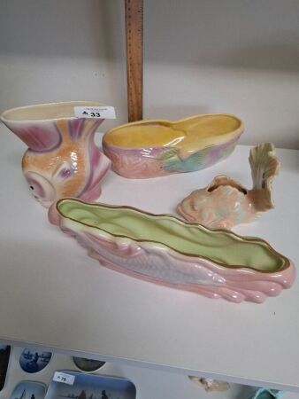 4 Mid Century Lustreware Vases