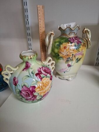 Antique Japanese Hand Painted Vases