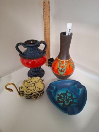 4 German Glazed Pottery Pieces