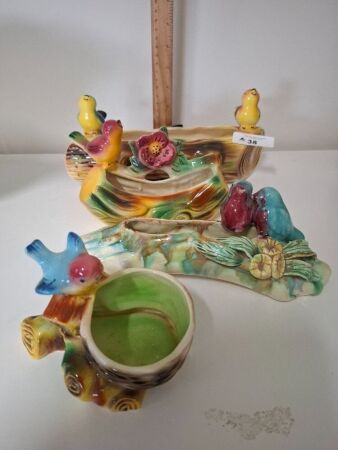 4 Bird Inspired Glazed Ceramic Vases