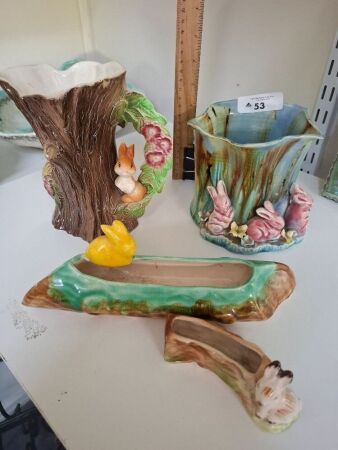 Hornsea Fauna Royal Bunny Vase & 3 bunny Inspired Bunny Vases
