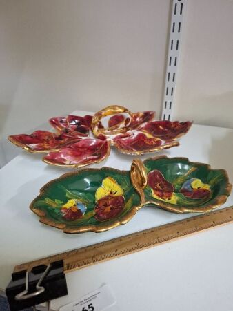 Dulane Italy Hand Painted Leaf Dish 224/784 & 874/40 Hand Painted Leaf Dish