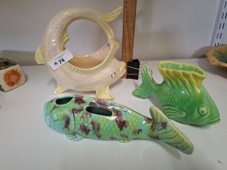 Vintage Australian Ceramics & Lustreware Fish Inspired Vases