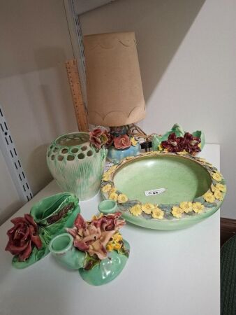 Grimwades Stoneware England & Various Hand Painted Decorative Floral Ceramics inc Lamp