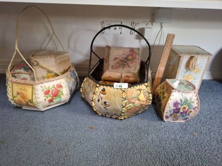 Vintage Hand Crafted Greeting Card Baskets & Containers