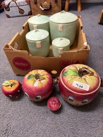 Mid Century Food Canisters with Japanese Ceramics