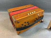 Vintage Hohner Pressed Timber Accordion with Red Bellows - 3