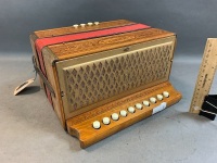 Vintage Hohner Pressed Timber Accordion with Red Bellows - 6