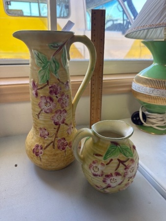 Majolica Style Ceramic Pitchers