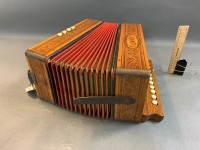 Vintage Hohner Pressed Timber Accordion with Red Bellows - 7