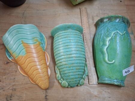 Crown Devon Wall Vase, Beswick Rabbit Wall Vase & Shorter & Son Wall Vase