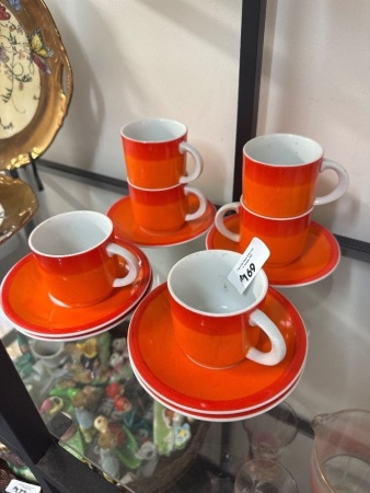 Retro Orange Coffee Cup Set