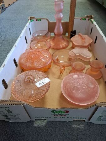 Mixed Pink Cut Glass Trinket Boxes