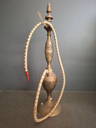 Indian Brass Hookah/Shisha - Featuring Hand-Tooled Floral and Leaf Designs