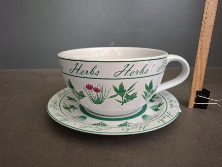 Large Cup and Saucer Herb Planter