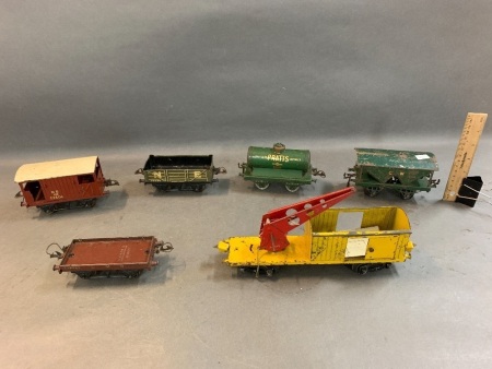 Collection of 6 Vintage Hornby Tin Rolling Stock / Wagons