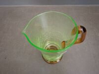 Uranium Crackle Glass Jug with Amber Base and Handle - 3